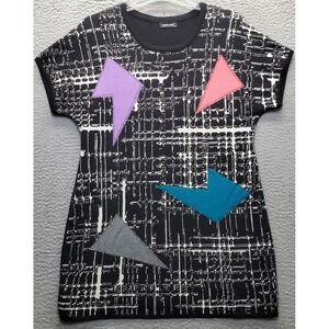 Darkwin Sweater Dress Womens XXL Multi Geometric Short Sleeve Crew Neck Pullover